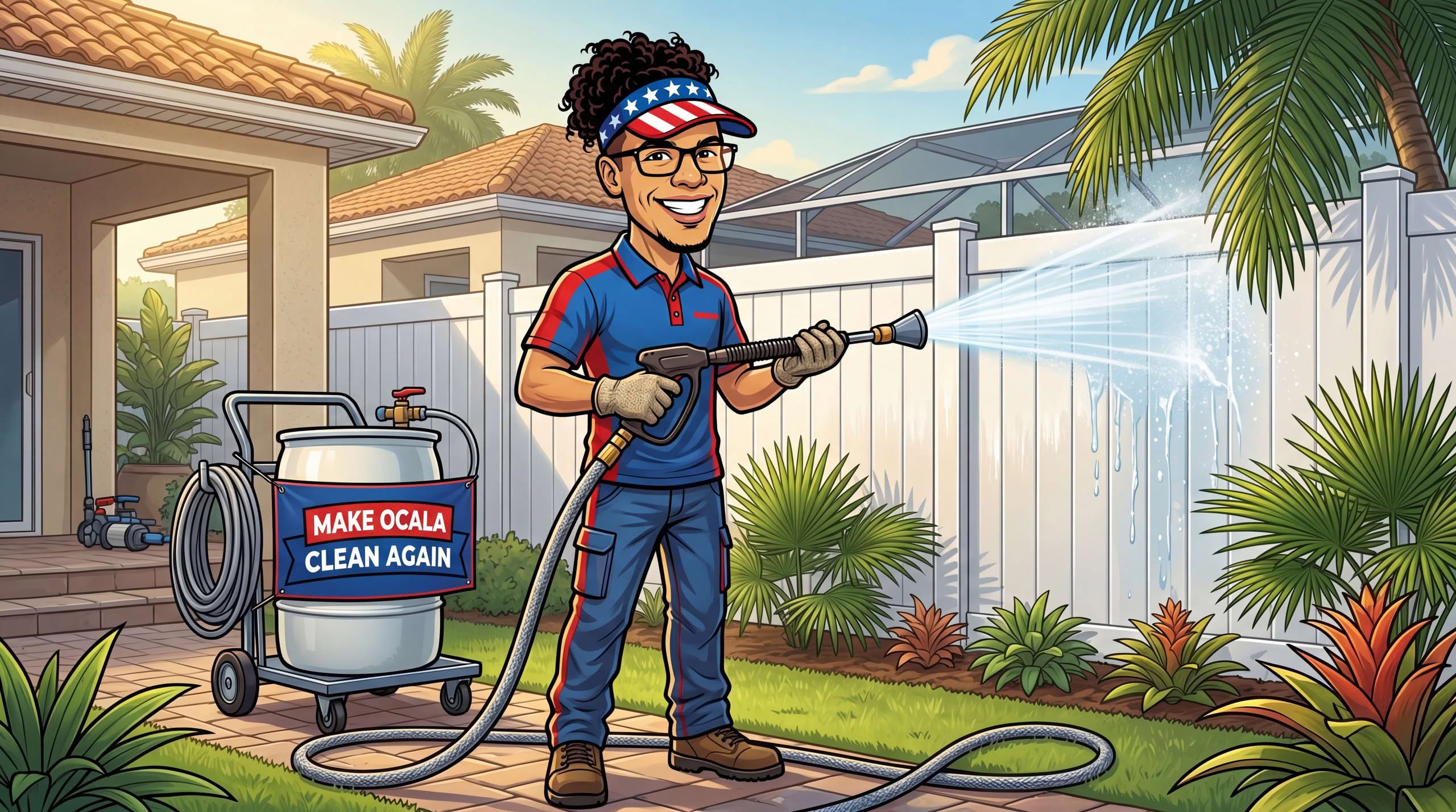 Image Generated for Starr's & Stripes PowerWash doing fence & deck cleaning in Marion Oaks, Florida.